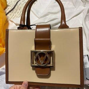Valentino White and Brown Shoulder Bag